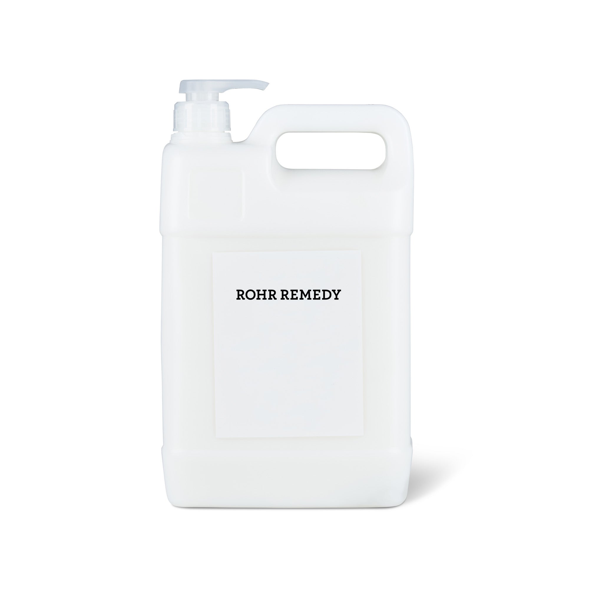 Rohr Remedy 5L white opaque bulk refill jug with a built-in top handle and dispenser pump.